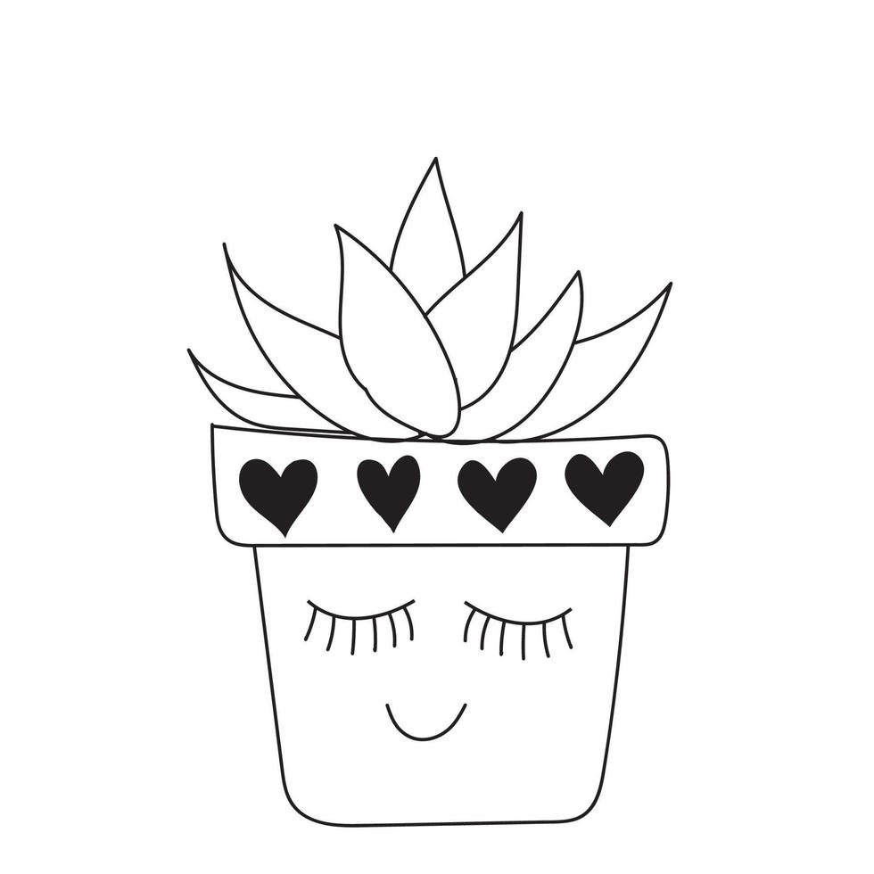 mignon doodle cactus dans un pot de fleur, illustration vectorielle de plante d'intérieur vecteur