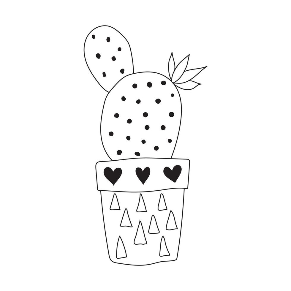 mignon doodle cactus dans un pot de fleur, illustration vectorielle de plante d'intérieur vecteur