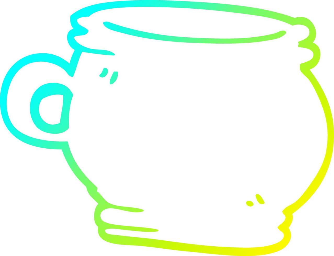 tasse de dessin animé de dessin de ligne de gradient froid vecteur