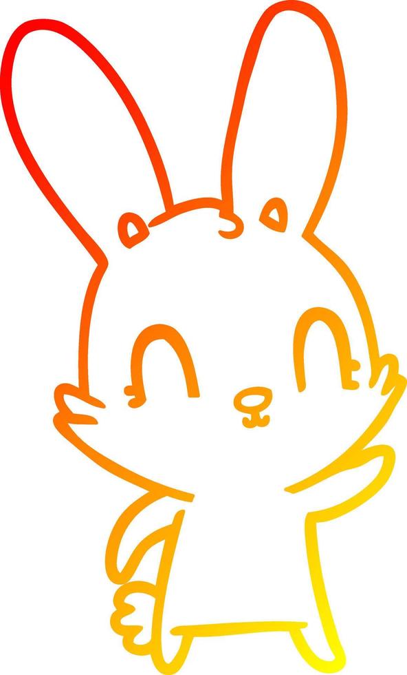 ligne de gradient chaud dessinant un lapin de dessin animé mignon vecteur