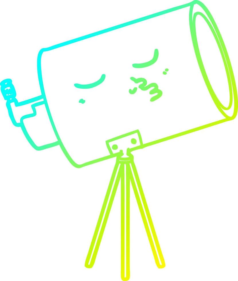 télescope de dessin animé de dessin de ligne de gradient froid avec le visage vecteur