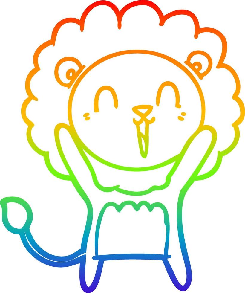 dessin de ligne de gradient arc-en-ciel dessin de lion qui rit vecteur