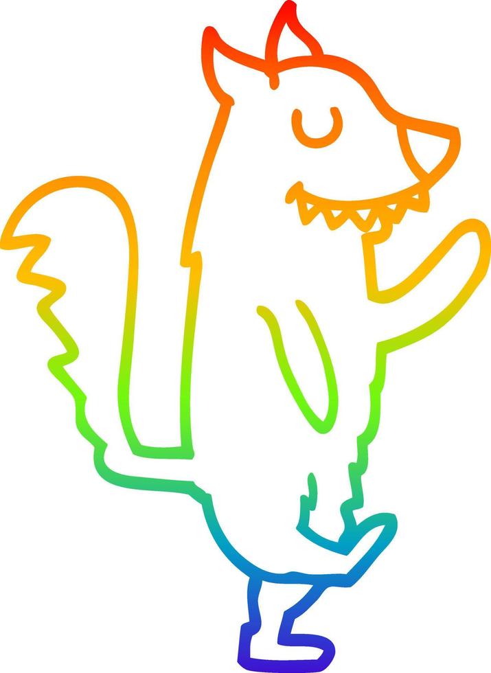 arc en ciel gradient ligne dessin dessin animé chien dansant vecteur