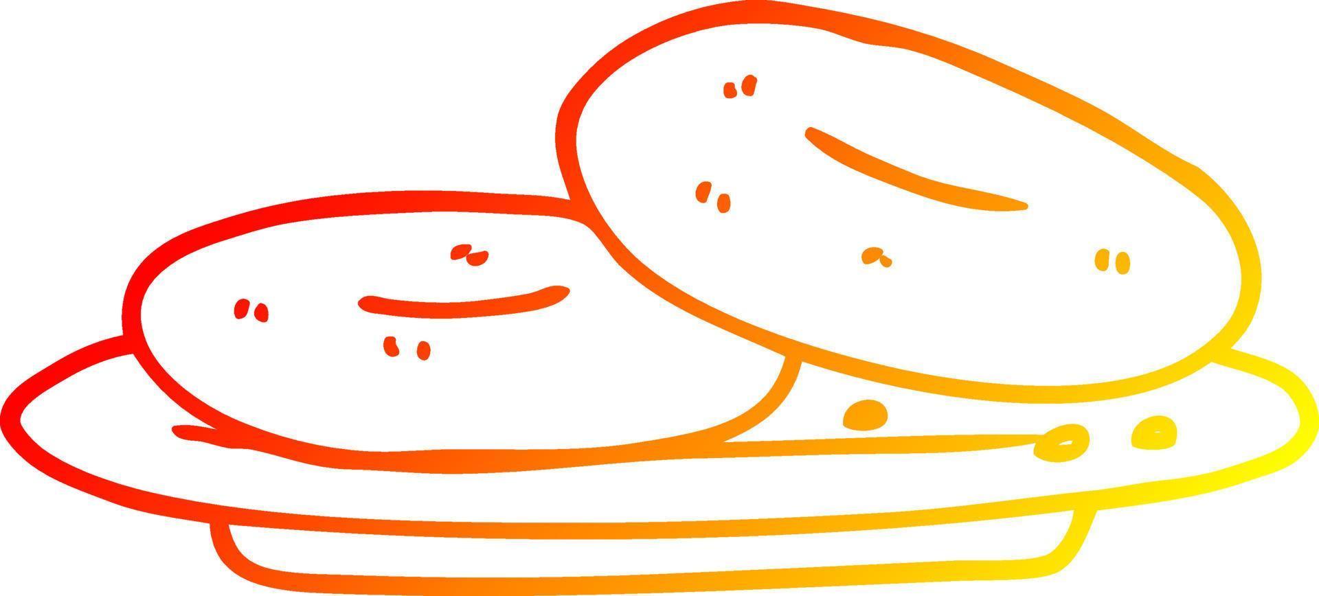 ligne de gradient chaud dessinant des beignets de dessin animé vecteur