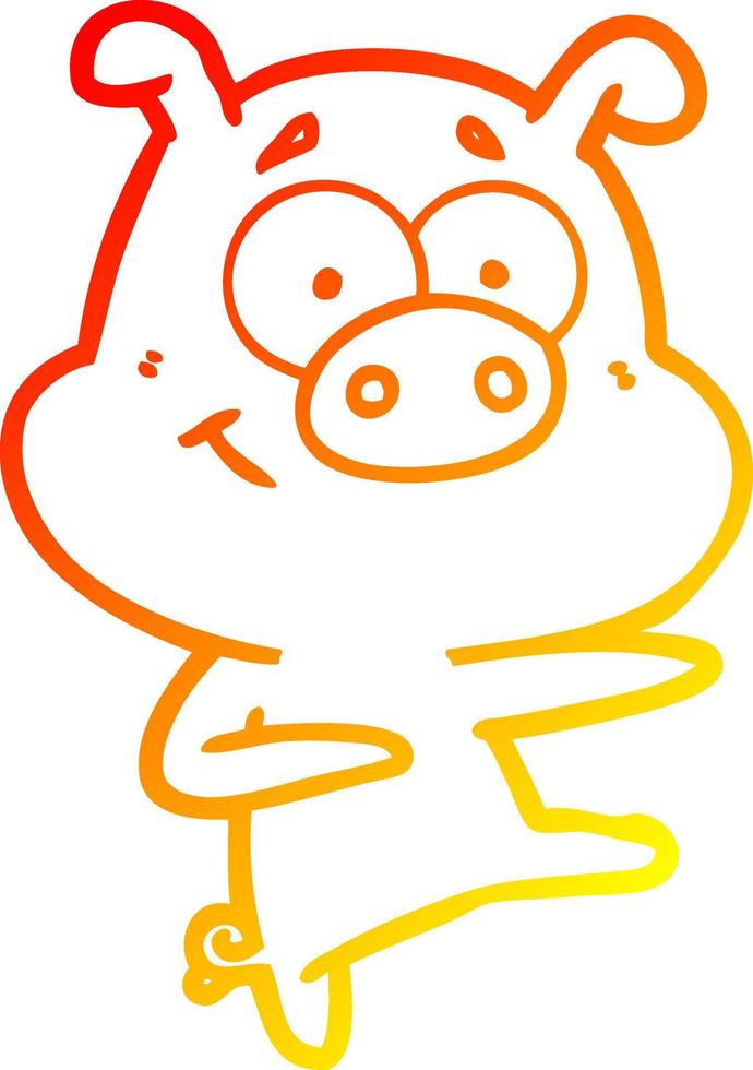 ligne de gradient chaud dessin cochon de dessin animé pointant vecteur