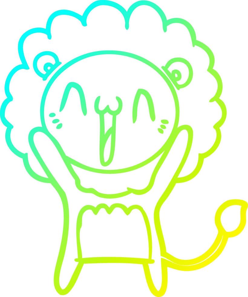 ligne de gradient froid dessinant un lion de dessin animé heureux vecteur