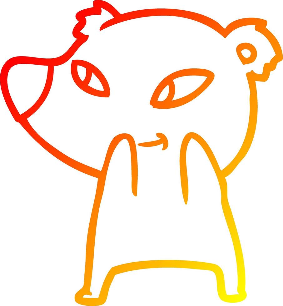 ligne de gradient chaud dessinant un ours de dessin animé mignon vecteur