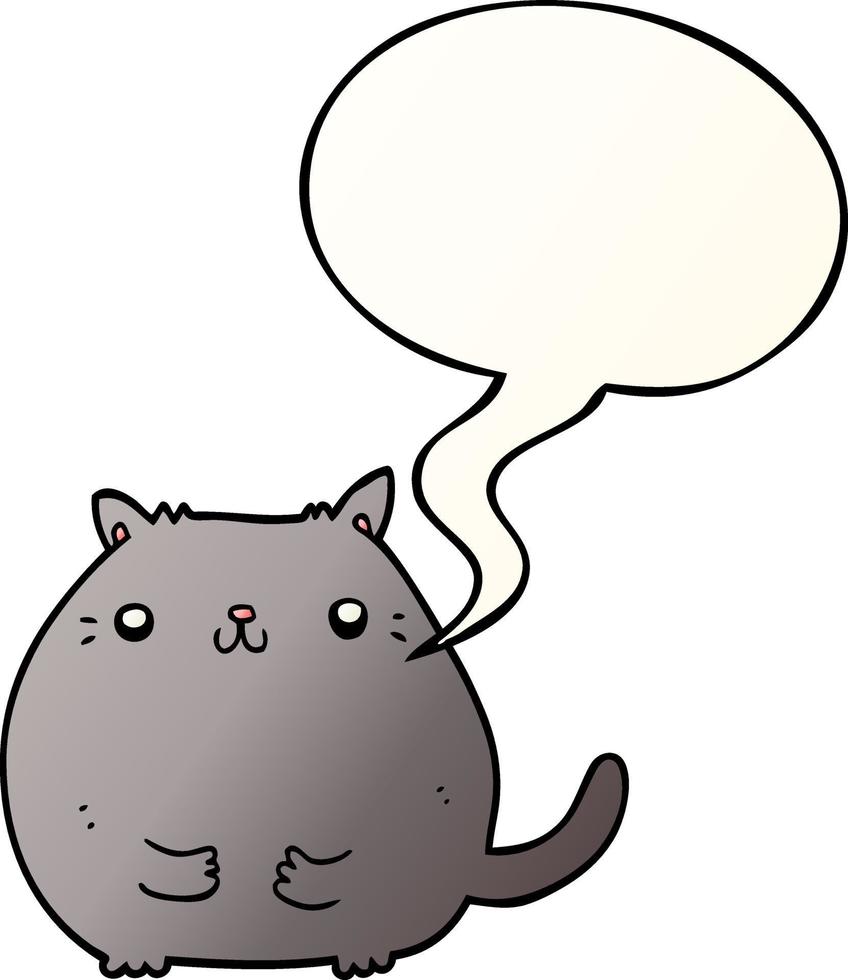 chat de dessin animé et bulle de dialogue dans un style de dégradé lisse vecteur