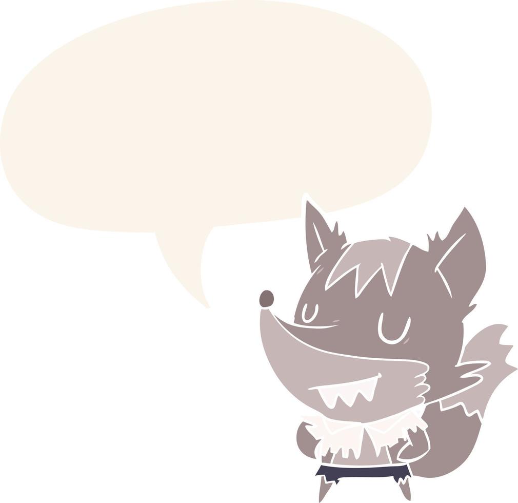 dessin animé halloween loup-garou et bulle de dialogue dans un style rétro vecteur