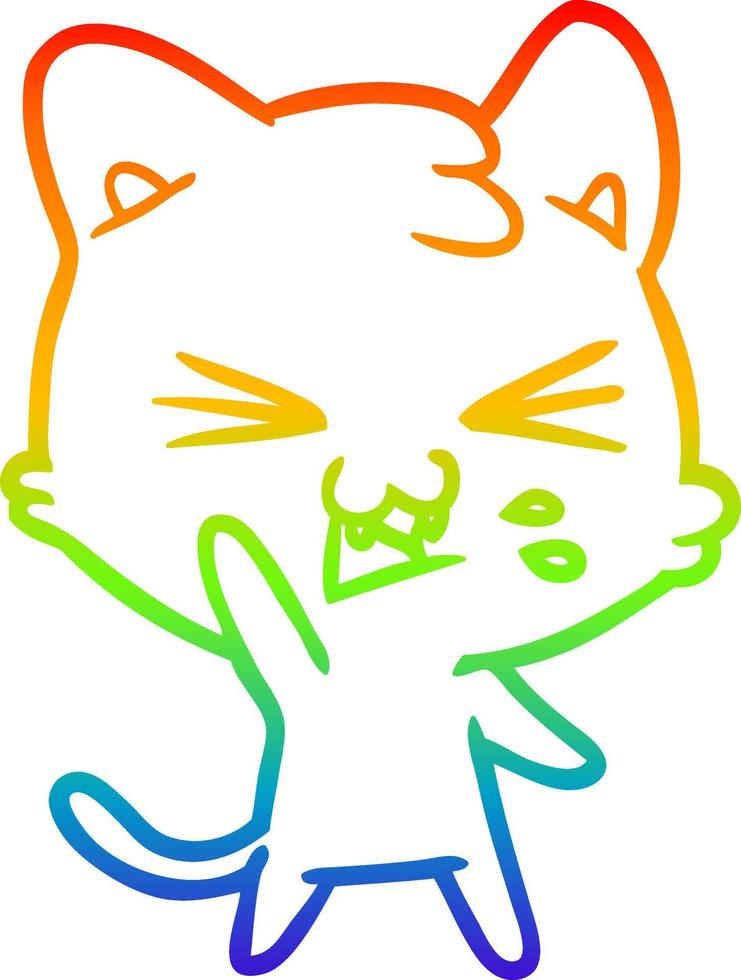 arc en ciel gradient ligne dessin dessin animé chat sifflement vecteur