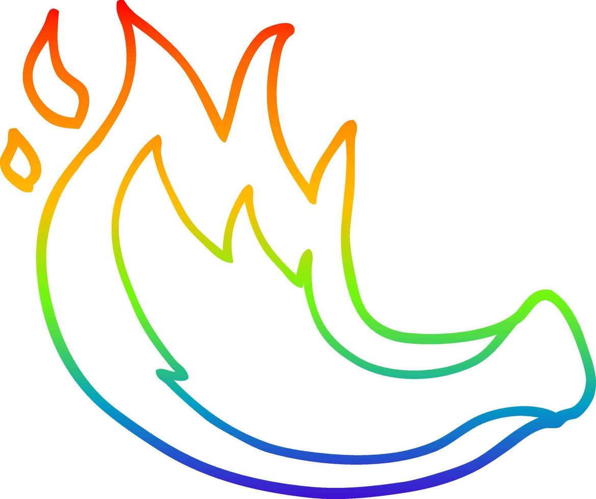 ligne de gradient arc-en-ciel dessinant une flamme de gaz de dessin animé vecteur