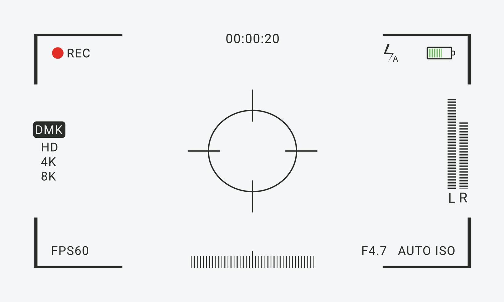 viseur d'interface de caméra et écran vidéo de mise au point de la caméra. vecteur