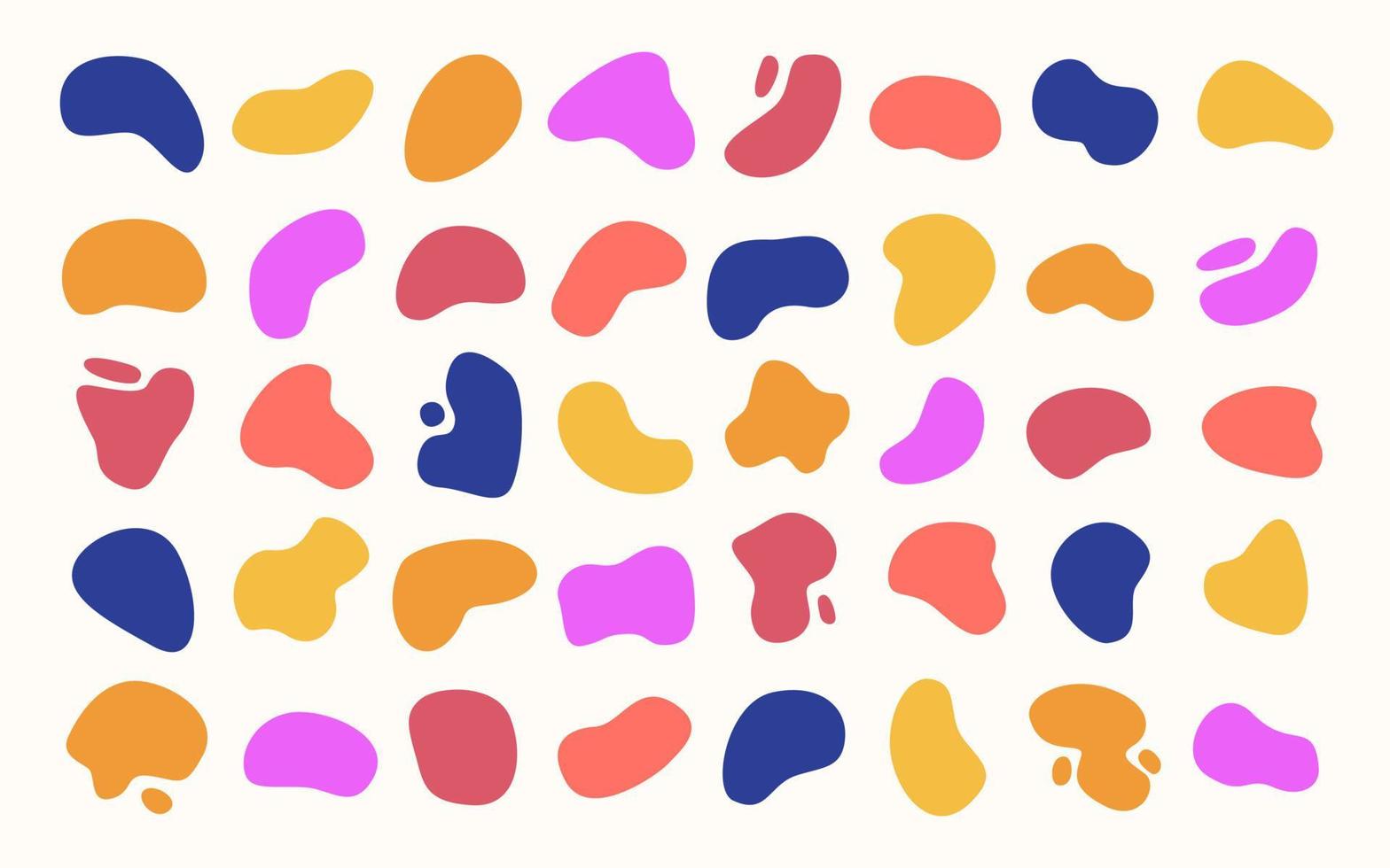 collection abstraite de formes de blobs multicolores. éléments de conception de taches modernes dans des couleurs vives, vecteur eps modifiable. formes liquides abstraites.