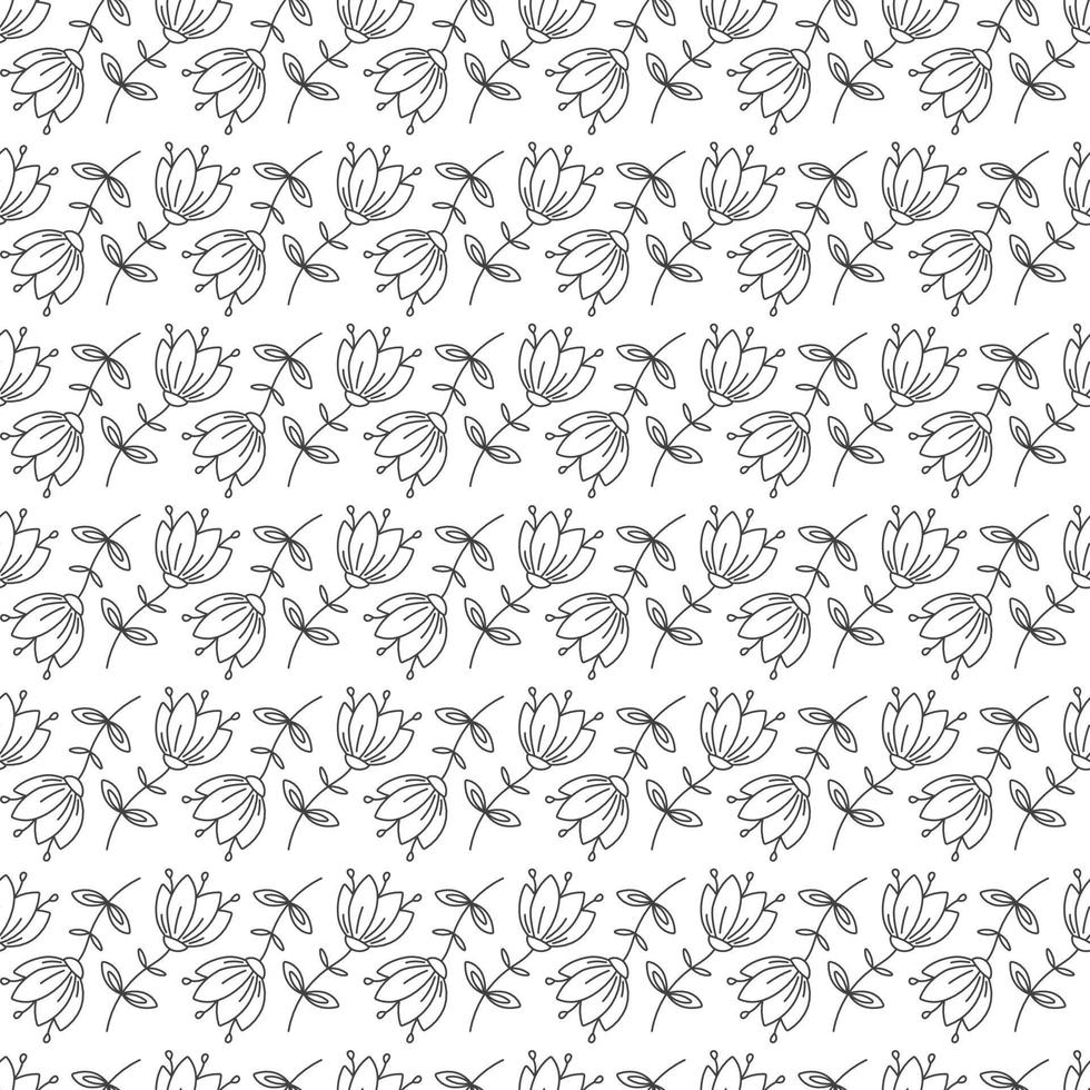 motif floral dans un beau style sur fond blanc. texture transparente de vecteur dans le style d'un doodle.