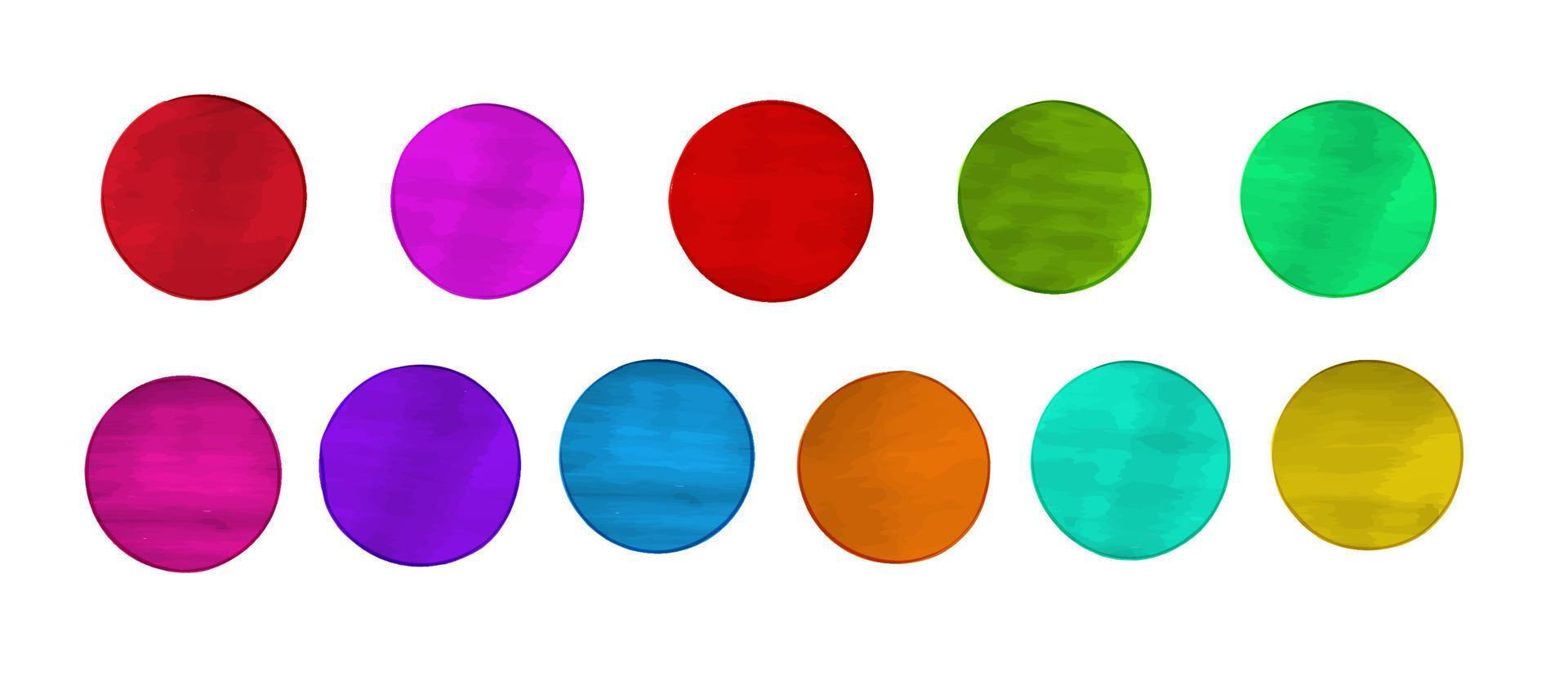 ensemble de cercles aquarelles colorés, vecteur