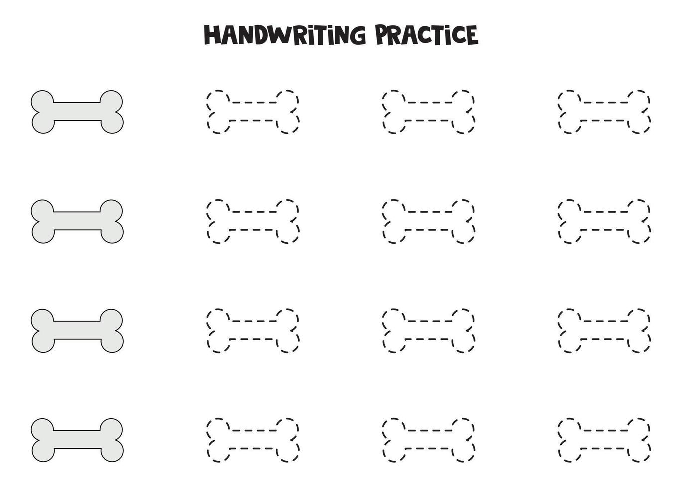 tracer des contours avec des os. pratique de l'écriture. vecteur