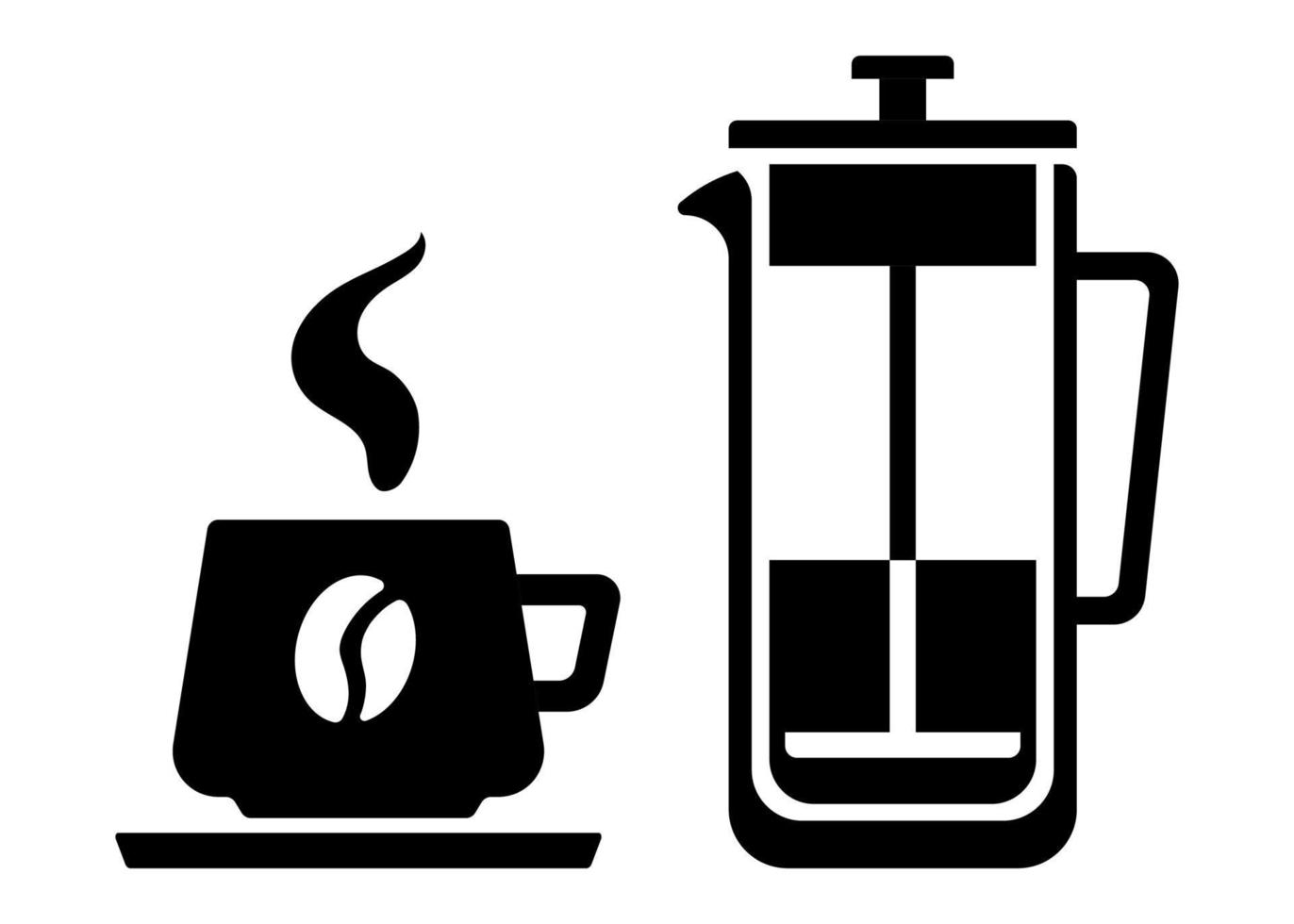 illustration vectorielle noir et blanc dans une presse française de style plat et une tasse de café vecteur