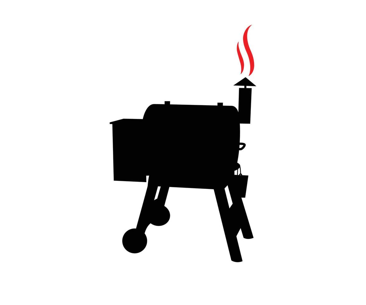 vecteur de gril à charbon de bois, modèle de logo de gril de barbecue