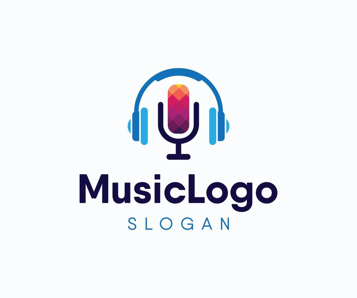 création de logo de musique. modèle de logo de podcast. vecteur