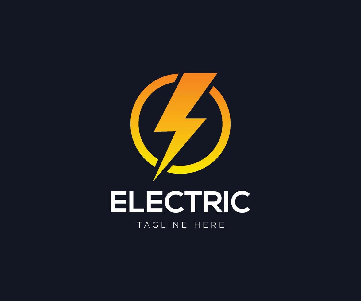foudre, élément de conception de logo vectoriel de puissance électrique. concept de symbole d'énergie et d'électricité de tonnerre.