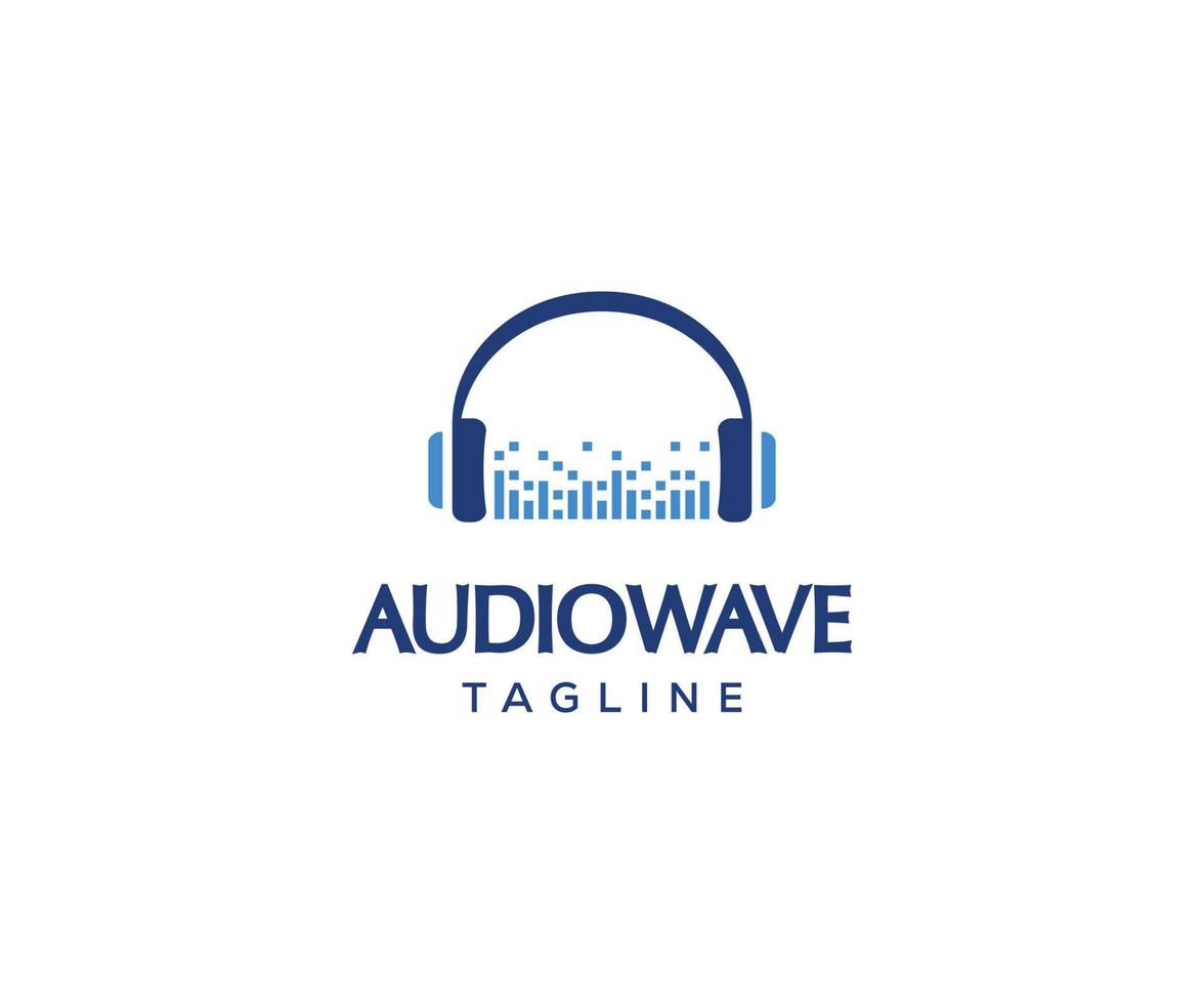 logo de casque de son d'onde audio. modèle de logo de chanson dj. vecteur