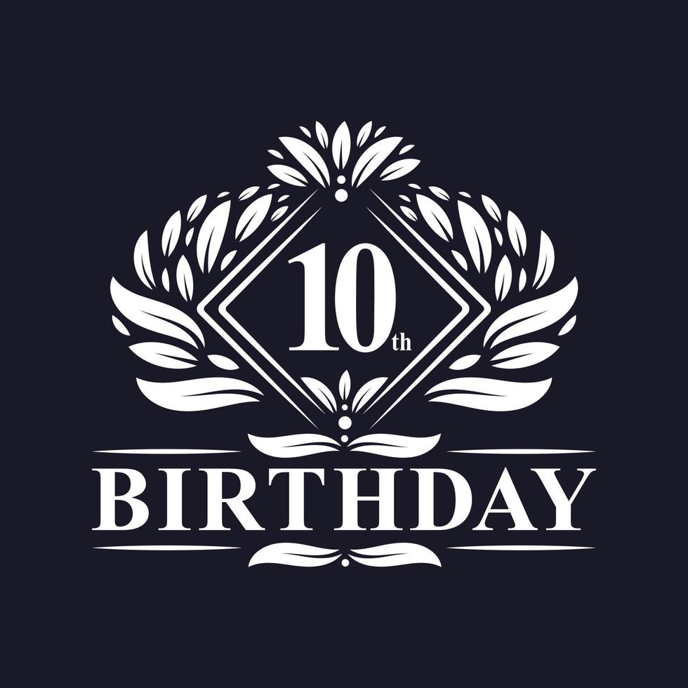 Logo d'anniversaire de 10 ans, célébration du 10e anniversaire de luxe. vecteur