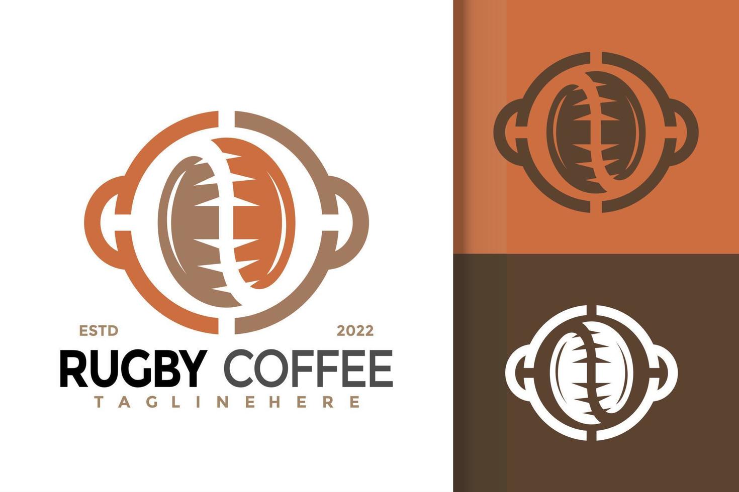 création de logo de café de ballon de rugby, vecteur de logos d'identité de marque, logo moderne, modèle d'illustration vectorielle de conceptions de logo