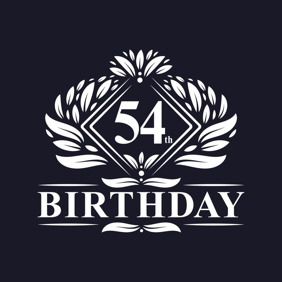 Logo d'anniversaire de 54 ans, célébration du 54e anniversaire de luxe. vecteur