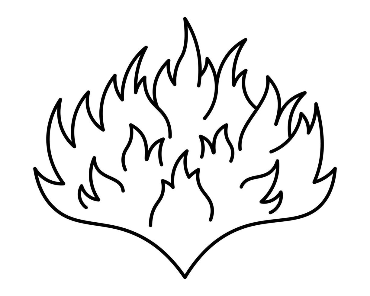 flamme de feu. le feu brûle. esquisser. illustration vectorielle. langues de feu brûlantes. livre de coloriage pour enfants. fond isolé. style de griffonnage. idée pour la conception de sites Web. vecteur