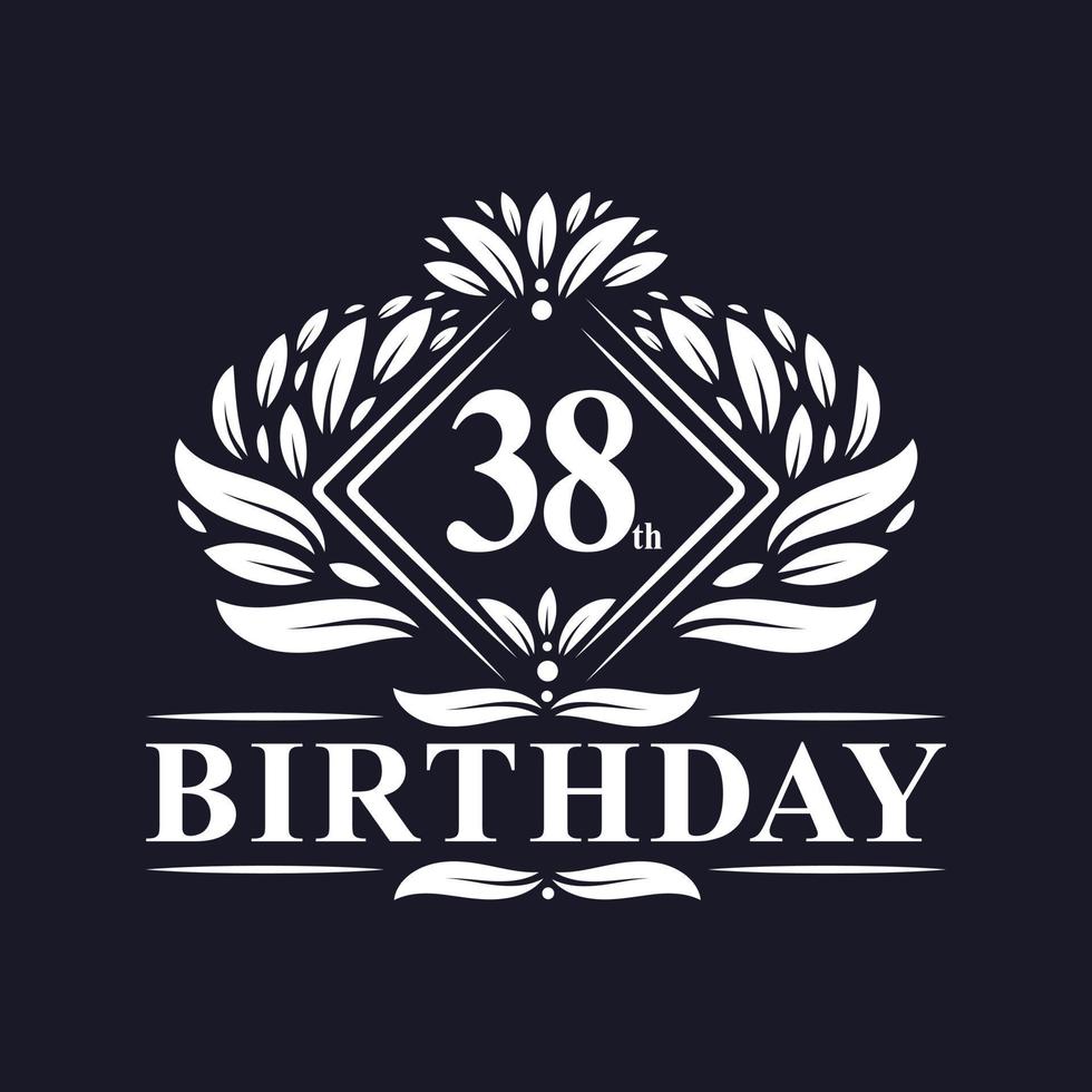 Logo d'anniversaire de 38 ans, célébration du 38e anniversaire de luxe. vecteur