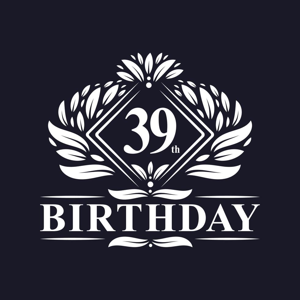 Logo d'anniversaire de 39 ans, célébration du 39e anniversaire de luxe. vecteur