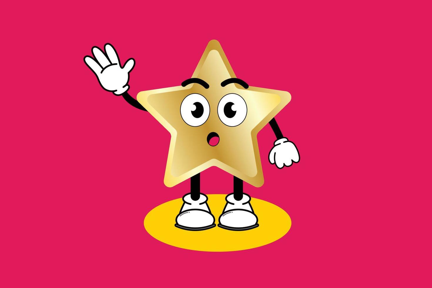 illustration vectorielle personnage de dessin animé graphique de mascotte mignonne étoile dorée avec pose. adapté à l'illustration de livre pour enfants et au dépliant de conception d'éléments, affiche. vecteur