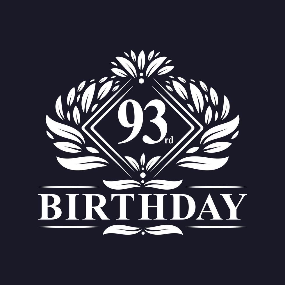 Logo d'anniversaire de 93 ans, célébration du 93e anniversaire de luxe. vecteur