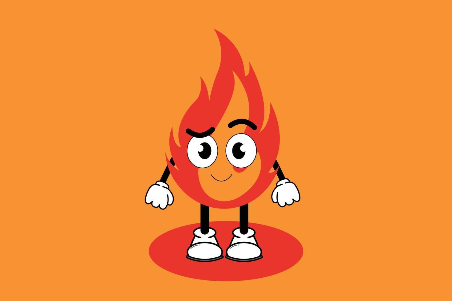 illustration vectorielle personnage de dessin animé graphique de feu de mascotte mignon avec pose. adapté à l'illustration de livres pour enfants et à la conception d'éléments. vecteur