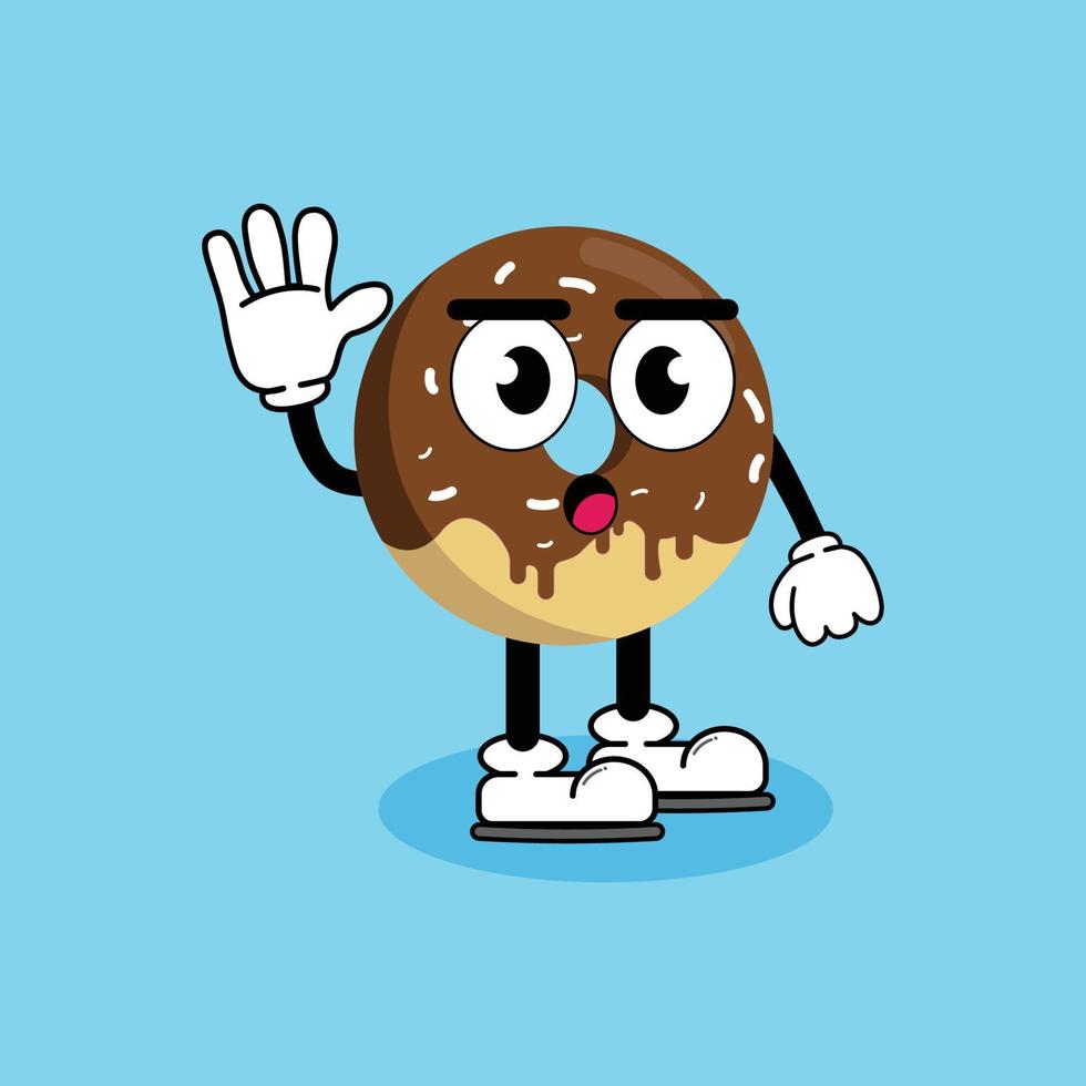 illustration vectorielle personnage de dessin animé graphique de beignet de mascotte mignon avec pose. adapté à l'illustration de livres pour enfants. vecteur