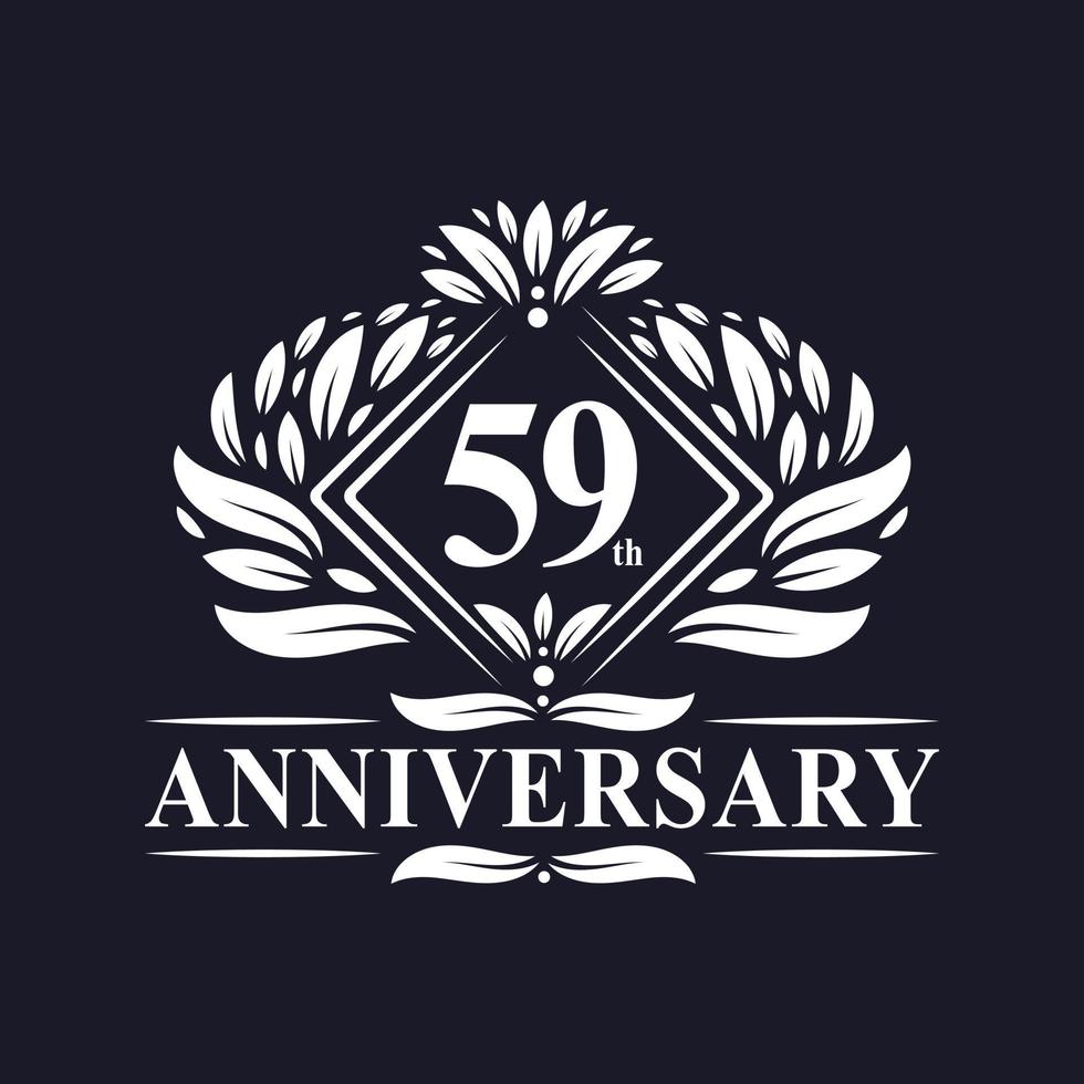 Logo anniversaire 59 ans, logo floral de luxe 59e anniversaire. vecteur