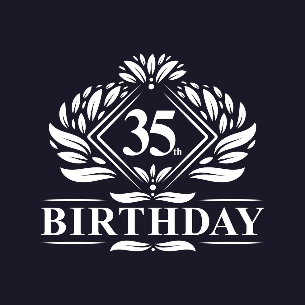 Logo d'anniversaire de 35 ans, célébration du 35e anniversaire de luxe. vecteur