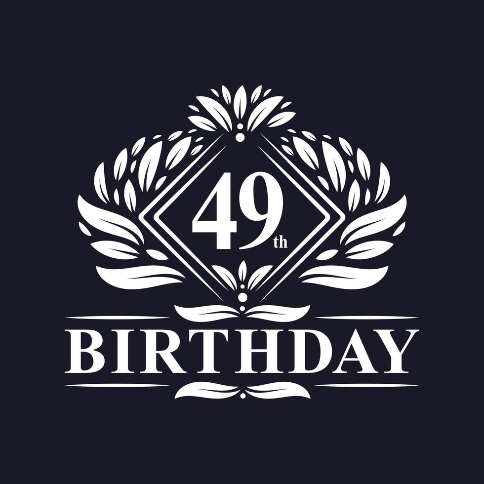 Logo d'anniversaire de 49 ans, célébration du 49e anniversaire de luxe. vecteur