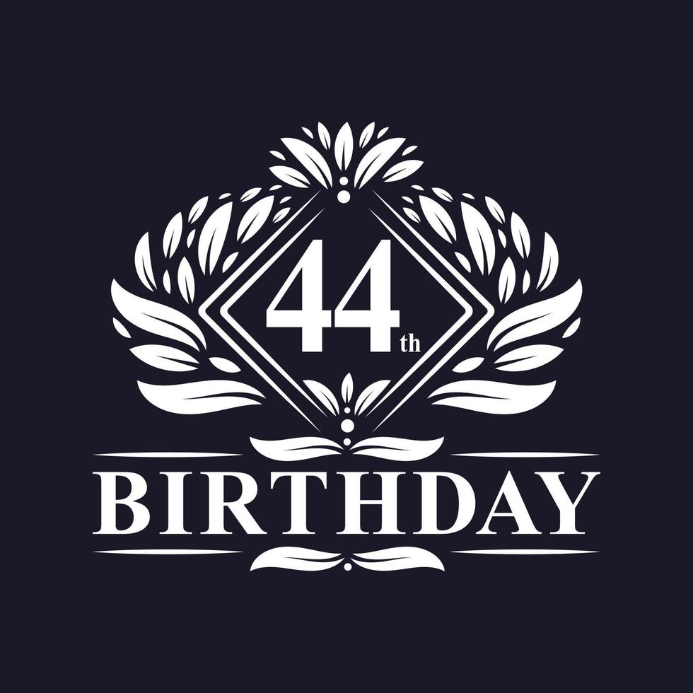 Logo d'anniversaire de 44 ans, célébration du 44e anniversaire de luxe. vecteur