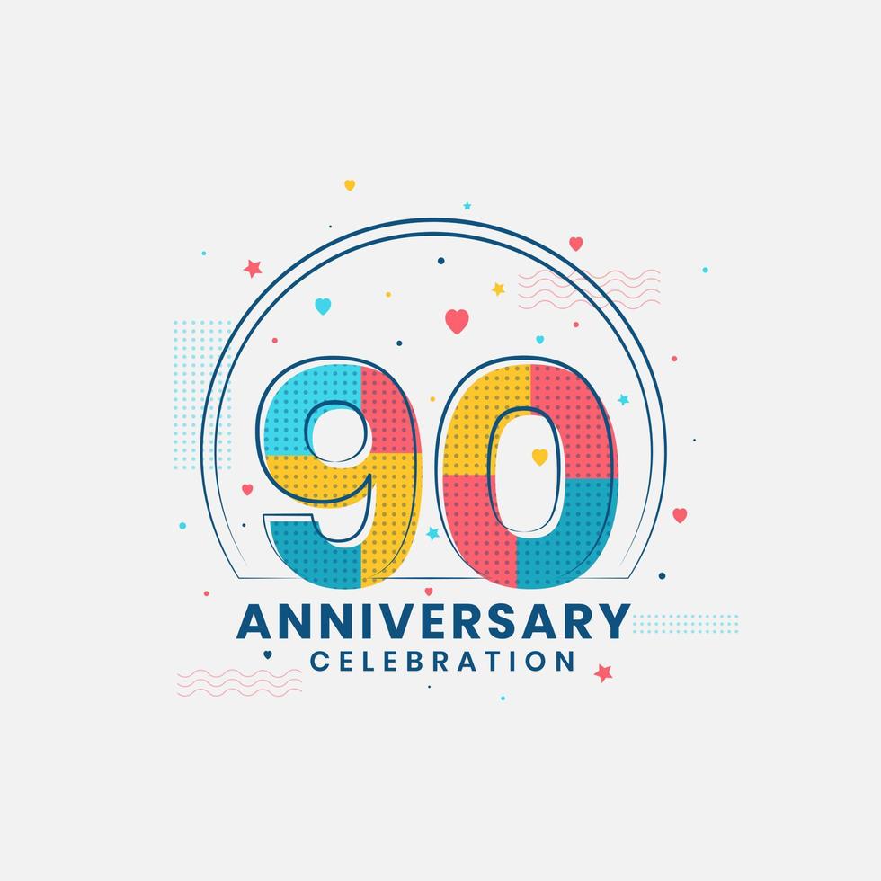 Célébration du 90e anniversaire, design moderne du 90e anniversaire vecteur
