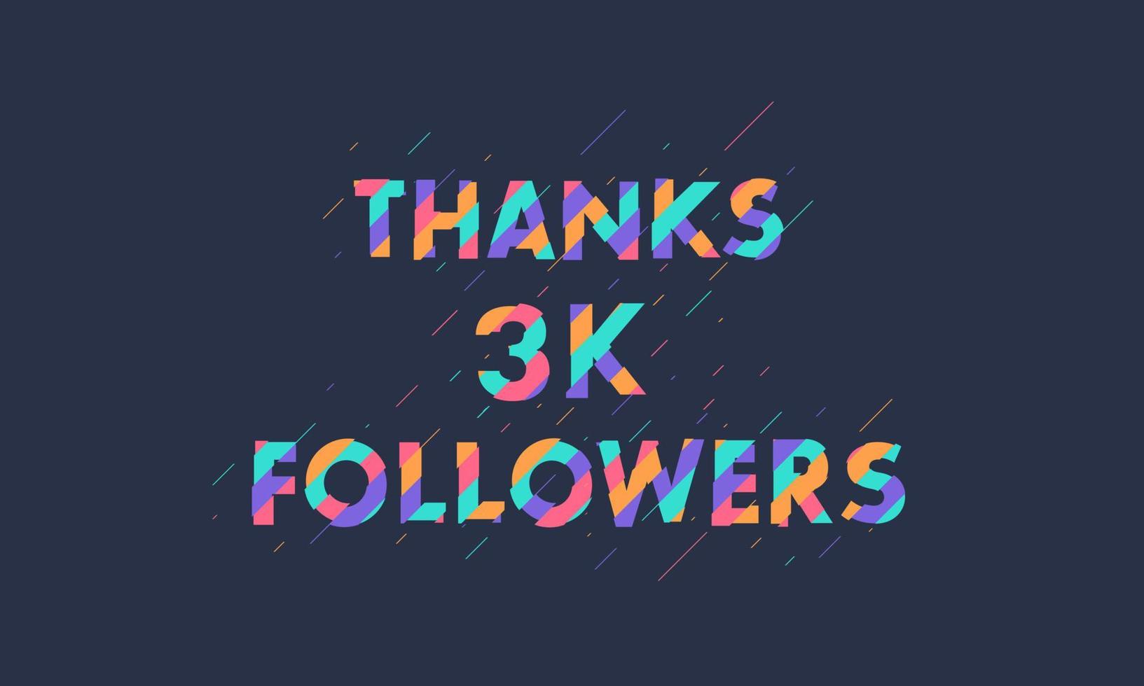 merci 3k followers, 3000 followers célèbrent un design coloré moderne. vecteur