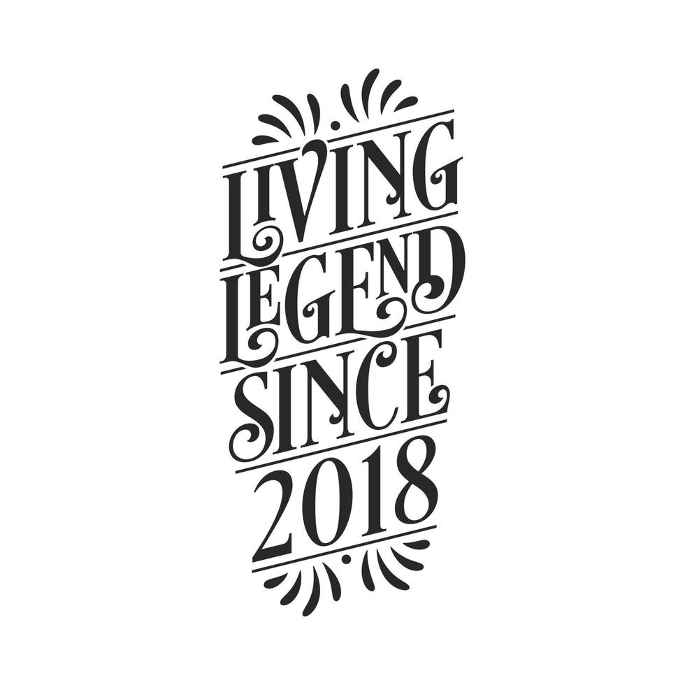 2018 anniversaire de la légende, légende vivante depuis 2018 vecteur