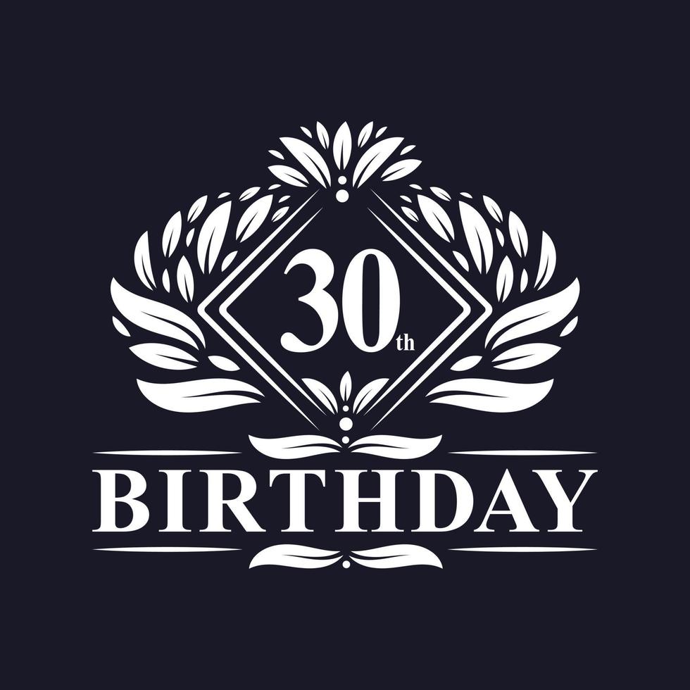 Logo d'anniversaire de 30 ans, célébration du 30e anniversaire de luxe. vecteur