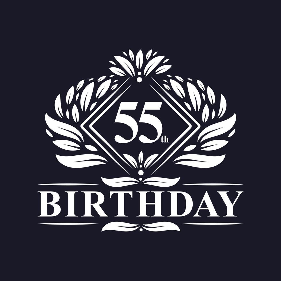 Logo d'anniversaire de 55 ans, célébration du 55e anniversaire de luxe. vecteur