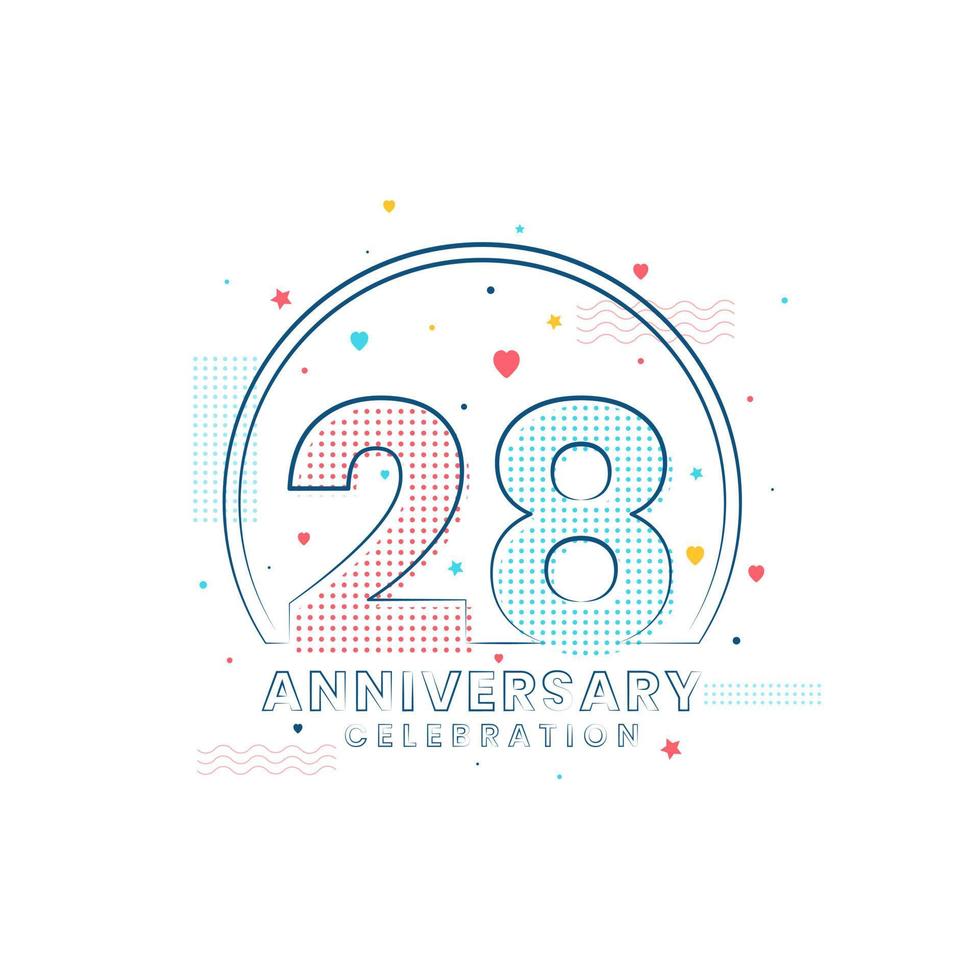 Célébration du 28e anniversaire, design moderne du 28e anniversaire vecteur
