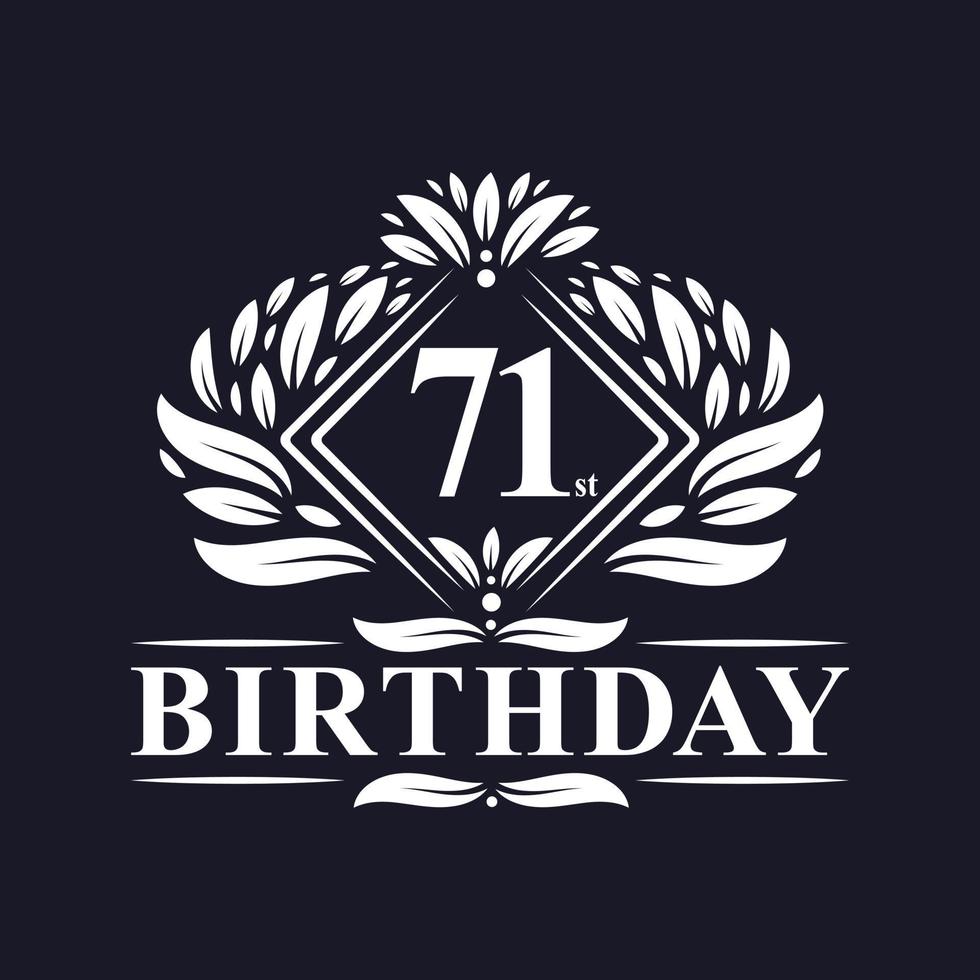 Logo d'anniversaire de 71 ans, célébration du 71e anniversaire de luxe. vecteur