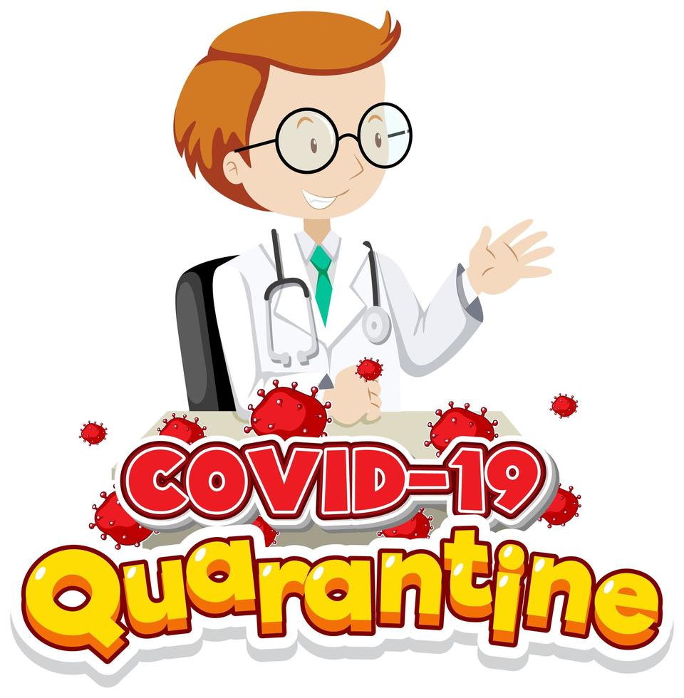 affiche de quarantaine de coronavirus de dessin animé vecteur