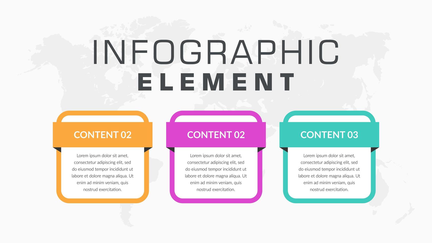 Éléments d'affaires infographiques colorés en 3 étapes vecteur