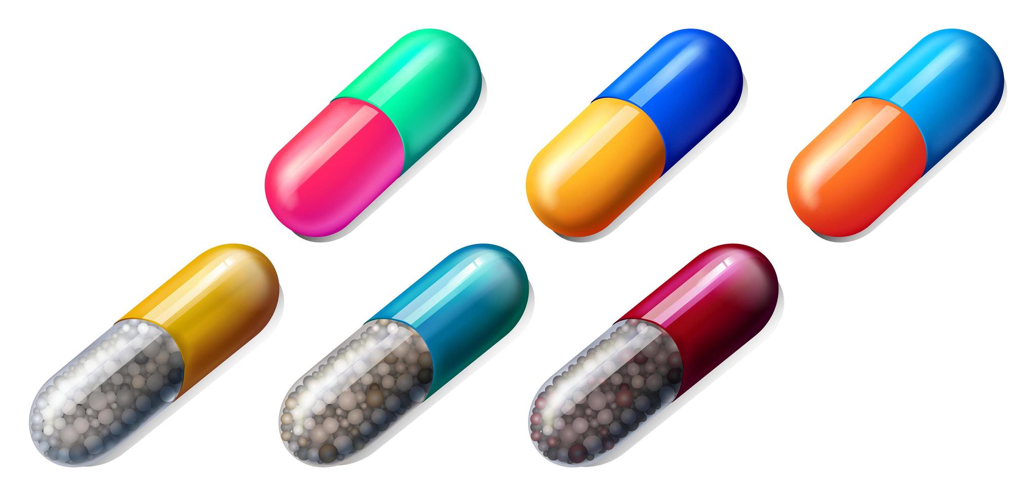 pilules médicinales colorées vecteur