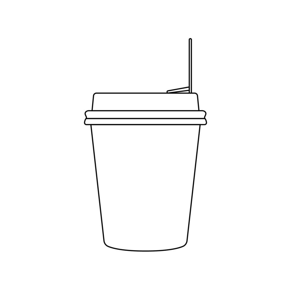 illustration d'icône de contour de tasse de papier sur fond blanc vecteur